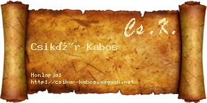 Csikár Kabos névjegykártya
